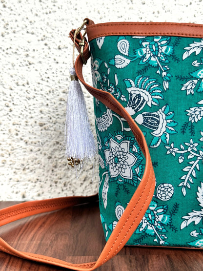 Minsk - 3 zip- Big size - Sling Bag - Sea Green Forrest
