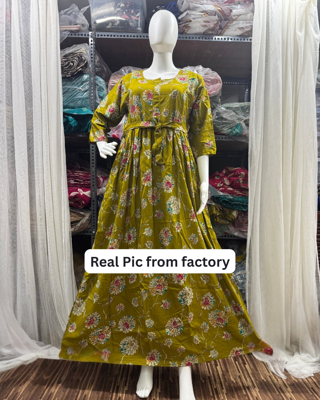 Dessert Red Sunflower - Maternity Kurti with Feeding Zips - Soft Rayon