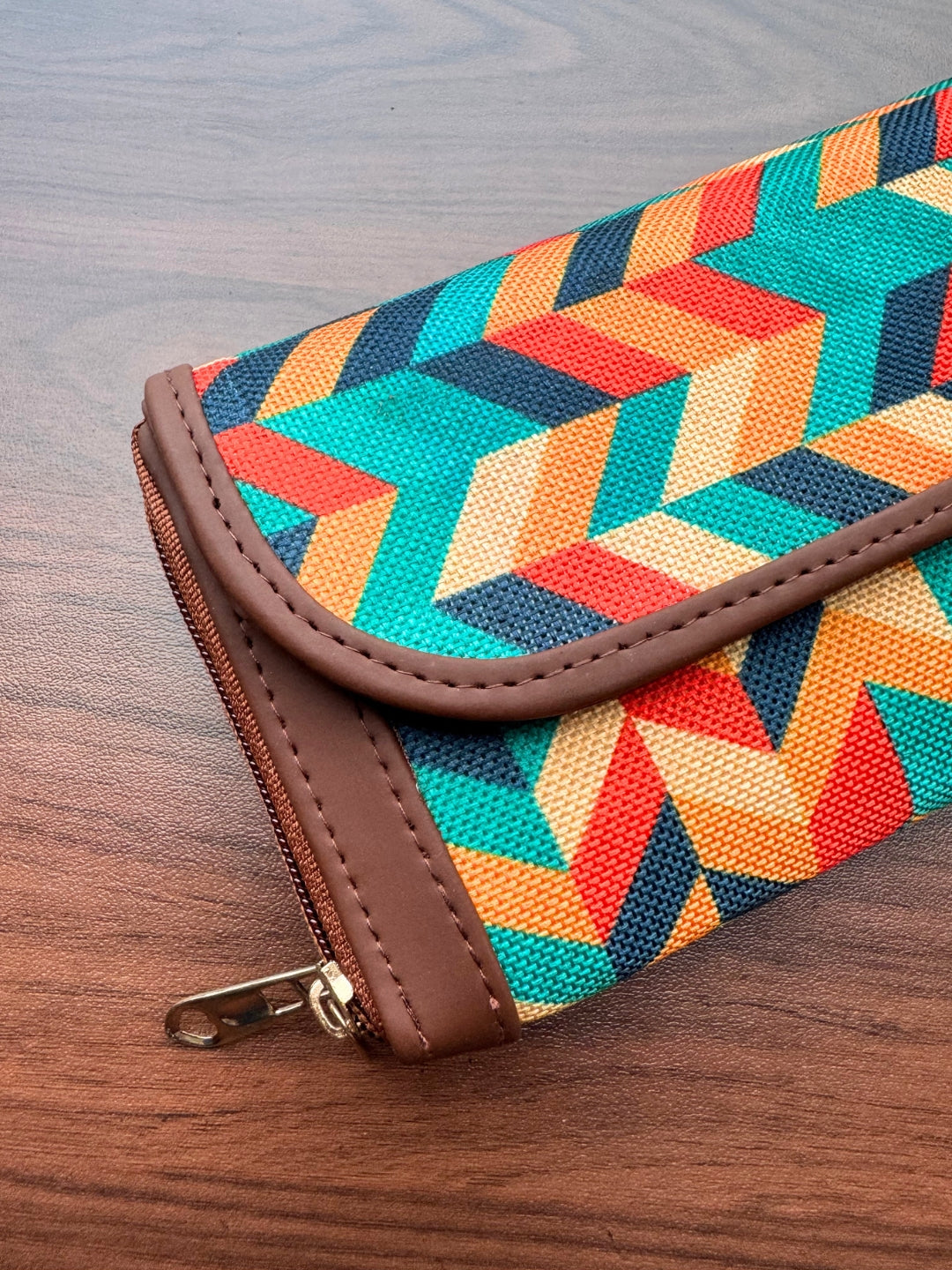 Blue Red Orange Wave - 2 pockets  - Trendy & Beautiful Womens Wallet