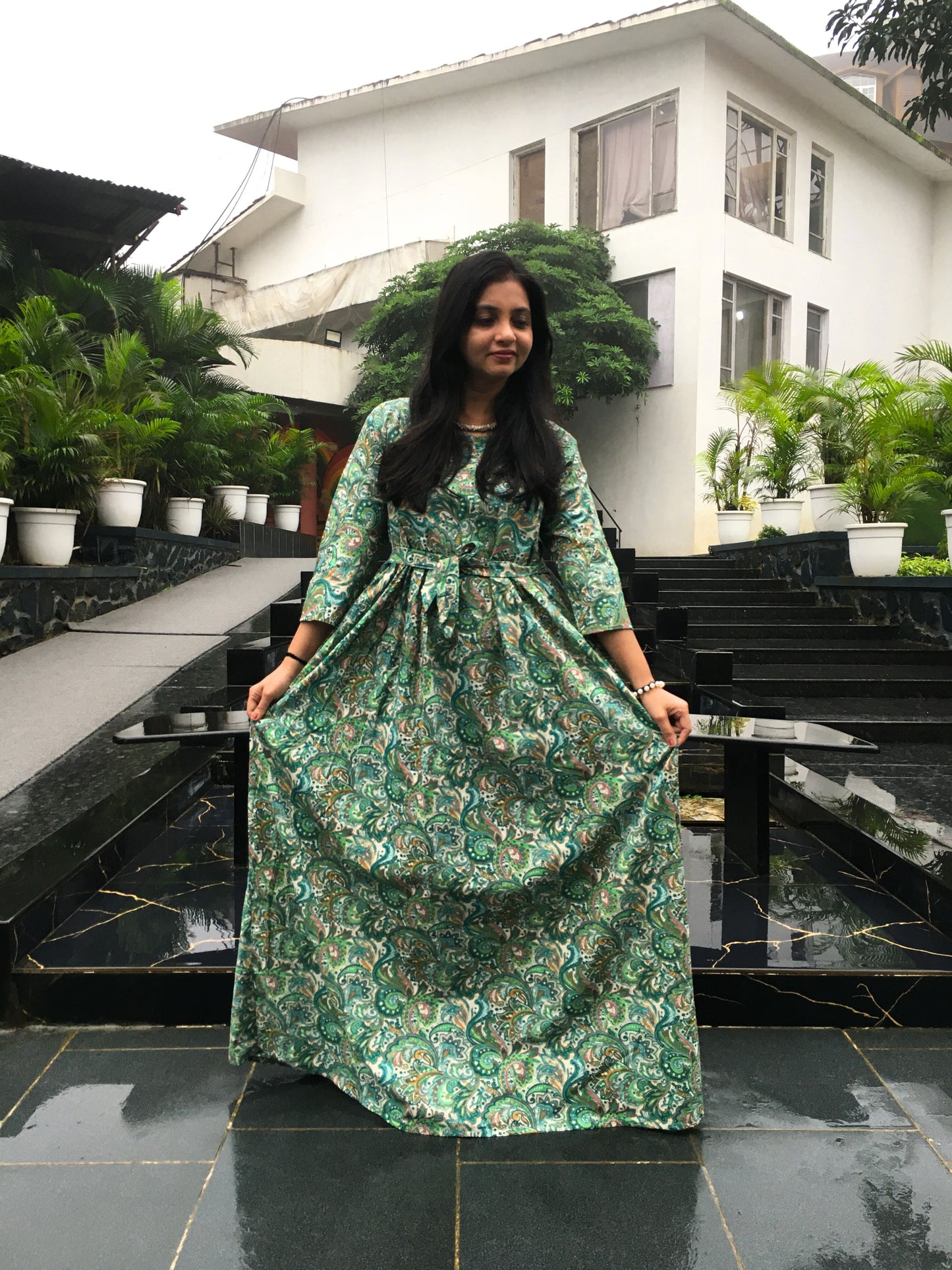 Keri - Sea Green - Maternity Kurti with Feeding Zips - Cotton Flex - Thicker Fabric