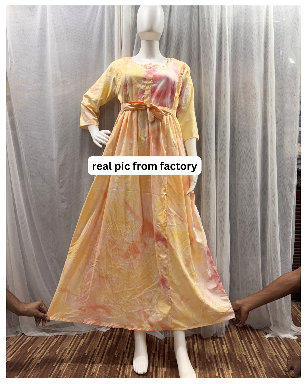 Tie Dye - Yellow - Maternity Kurti with Feeding Zips - Soft Rayon