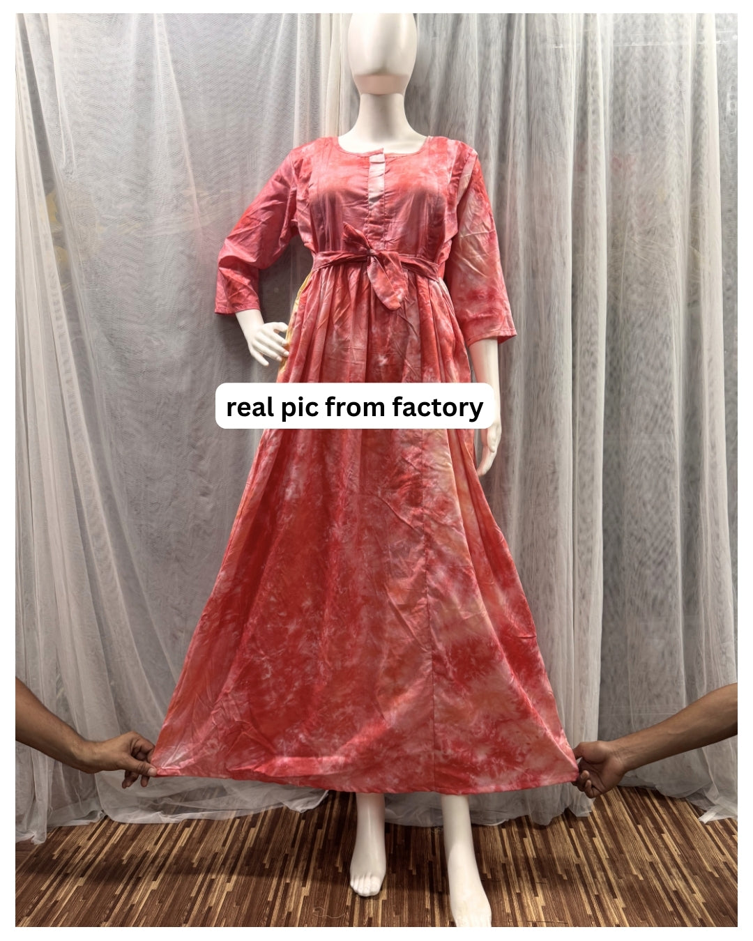 Tie Dye - Red - Maternity Kurti with Feeding Zips - Soft Rayon