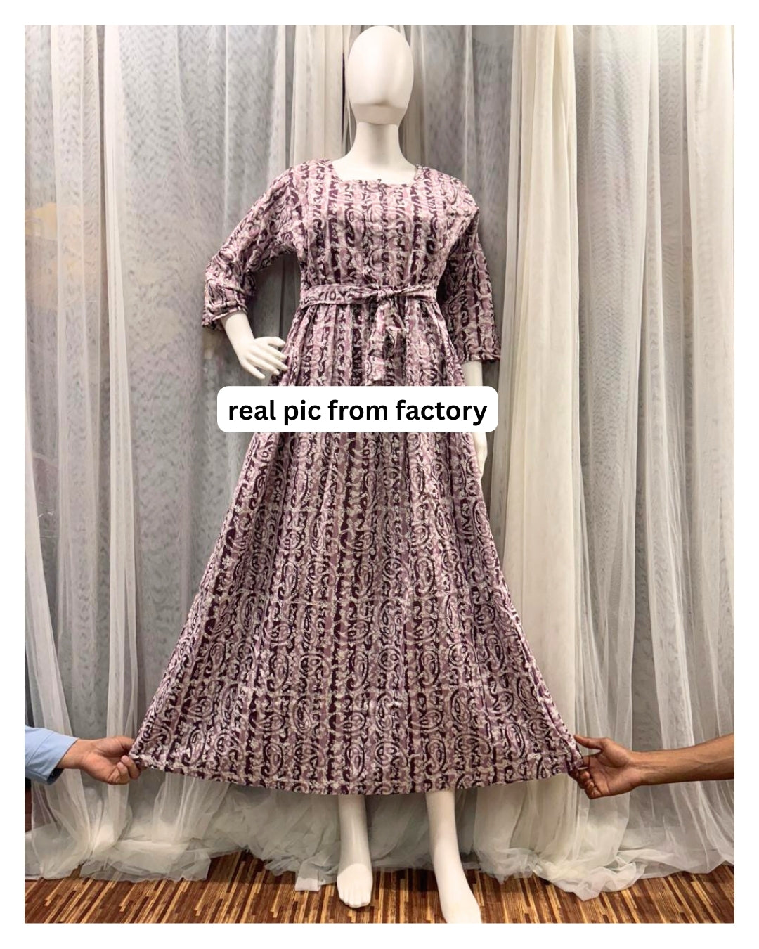 Keri Purple - Maternity Kurti with Feeding Zips - Cotton Flex - Thicker Fabric