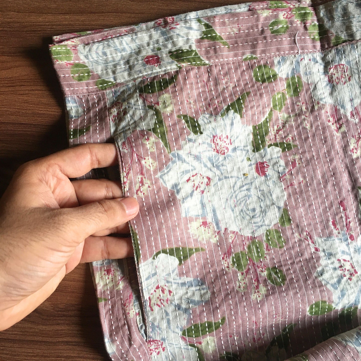 Katha work - Classy Flowers - Peach - Cord Set - Pure Cotton