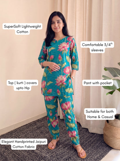 Lotus SeaGreen Pink - Cord Set - Pure Cotton