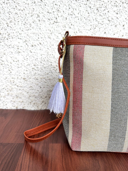 Minsk - 3 zip- Big size - Sling Bag - Stripes Pink