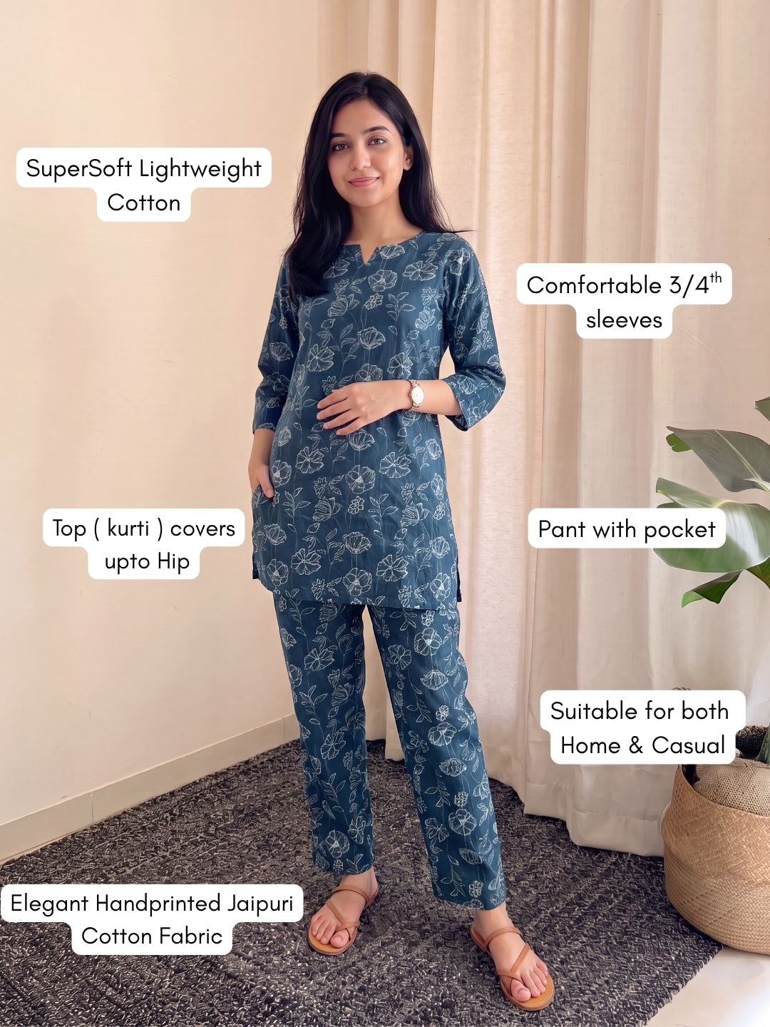 Muli Flower Blue - Cord Set - Pure Cotton