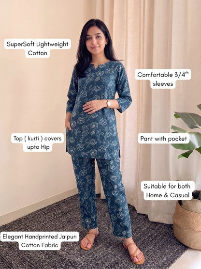 Muli Flower Blue - Cord Set - Pure Cotton