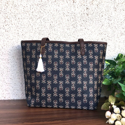 Black Ajrakh - Printed Tote Bag