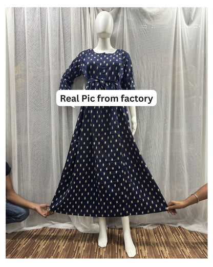 Blue Fine - Maternity Kurti with Feeding Zips - Soft Rayon