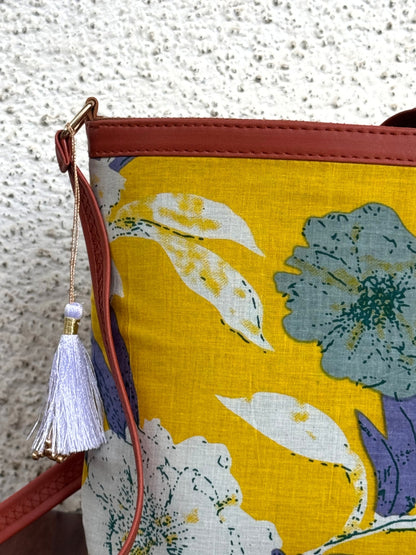 Minsk - 3 zip- Big size - Sling Bag - Mix Yellow Flower