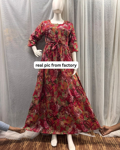 Forrest - Grey Pink Maroon - Maternity Kurti with Feeding Zips - Soft Rayon