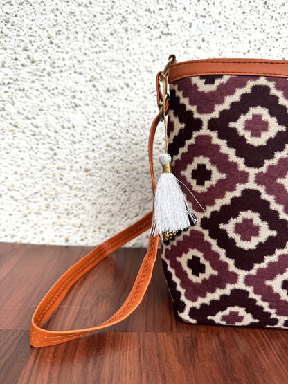 Minsk - 3 zip- Big size - Sling Bag - Dark Purple Squares
