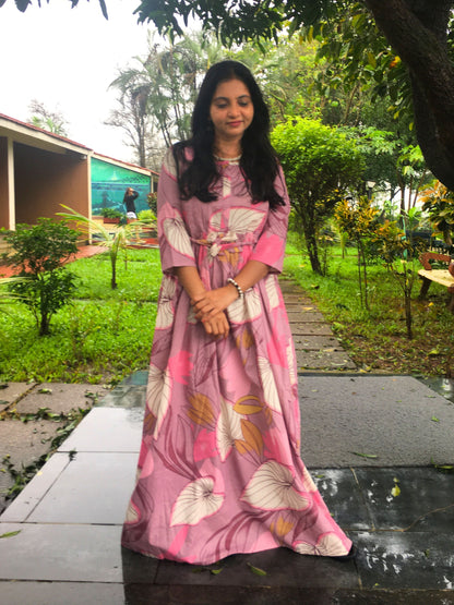 Lotus Pink - Maternity Kurti with Feeding Zips - Cotton Flex - Thicker Fabric