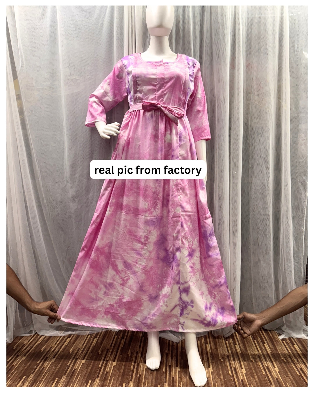 Tie Dye - Pink - Maternity Kurti with Feeding Zips - Soft Rayon
