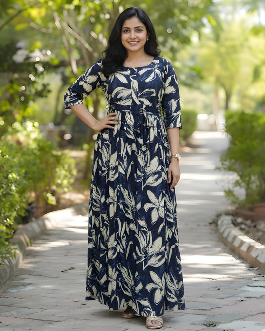 Jasmine Blue - Maternity Kurti with Feeding Zips - Soft Rayon