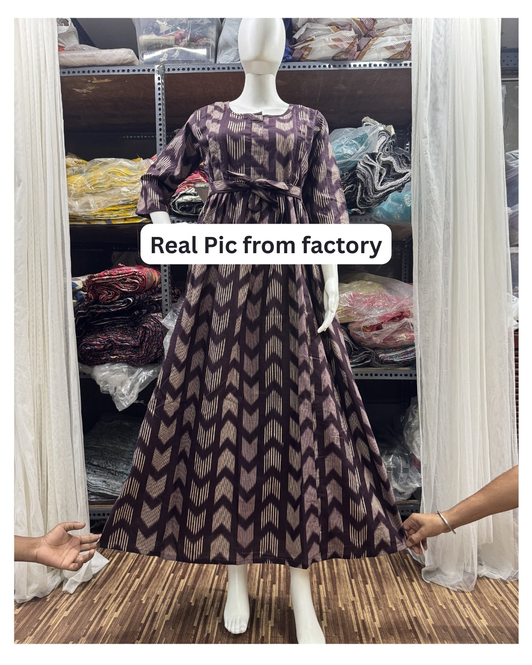 Arrow Print - Purple - Maternity Kurti with Feeding Zips - Cotton Flex - Thicker Fabric