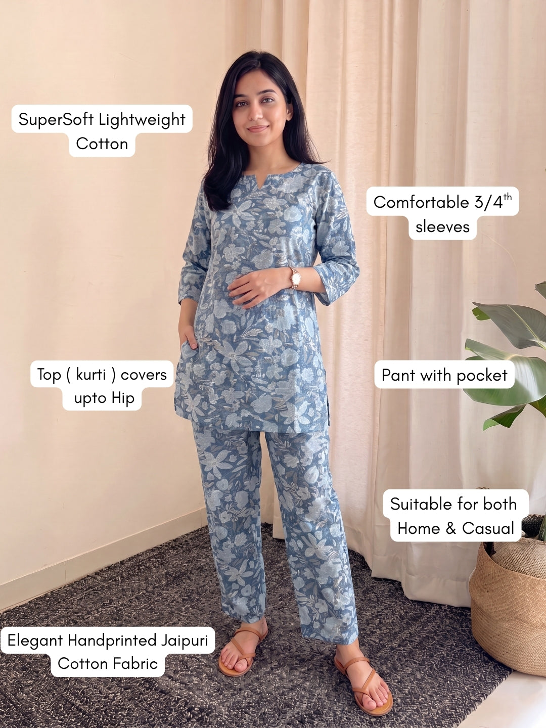 Katha Blue Grey - Cord Set - Pure Cotton