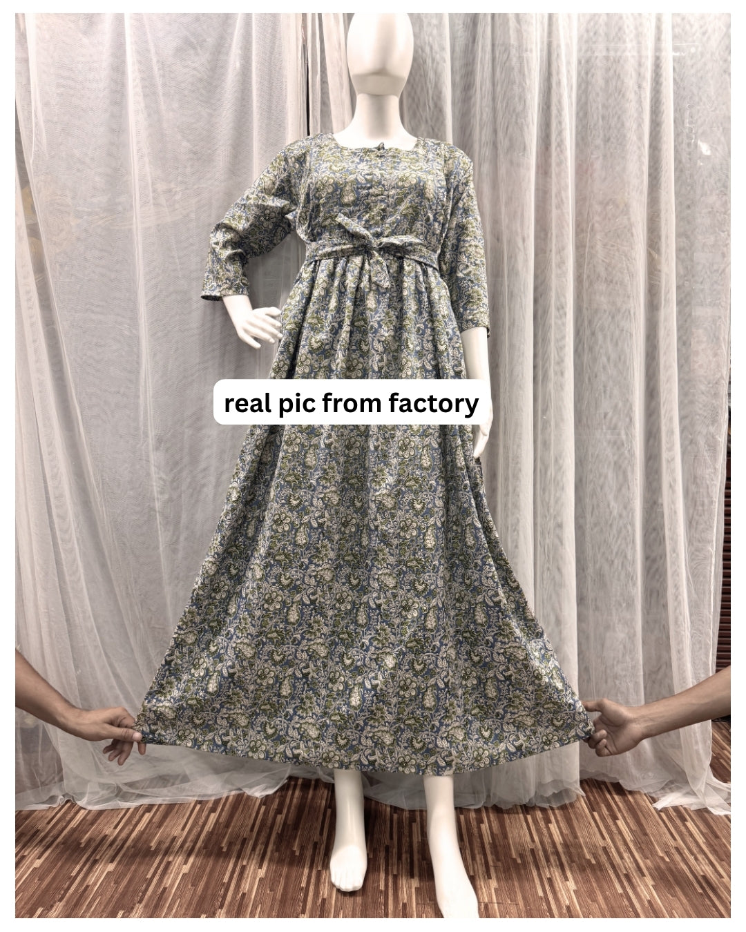 Green Blue Forrest - Maternity Kurti with Feeding Zips - Cotton Flex - Thicker Fabric