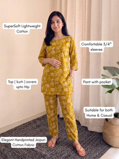 Multi Flower Yellow - Cord Set - Pure Cotton