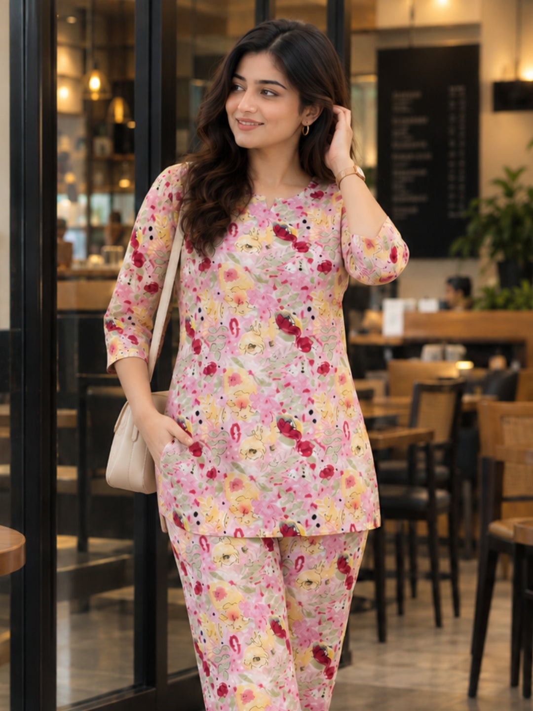 Floral Bliss - Pink - Cord Set - Soft Rayon