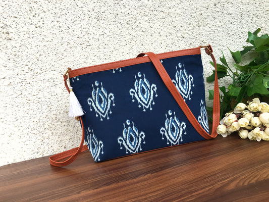 Minsk - 3 zip- Big size - Sling Bag - Blue Flower