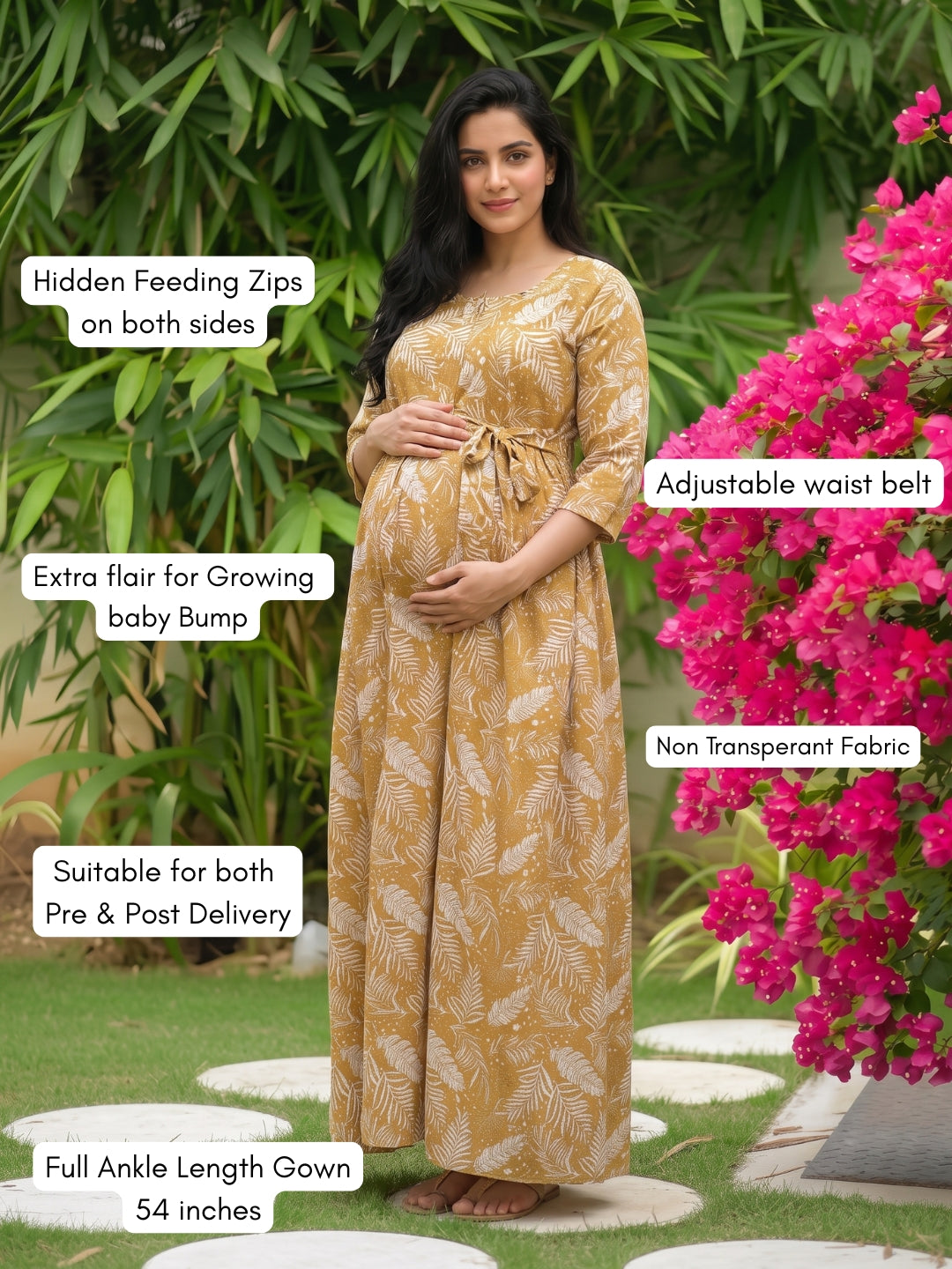 Tropical Forrest - Dessert - Maternity Dress with Feeding Zips - Soft Rayon