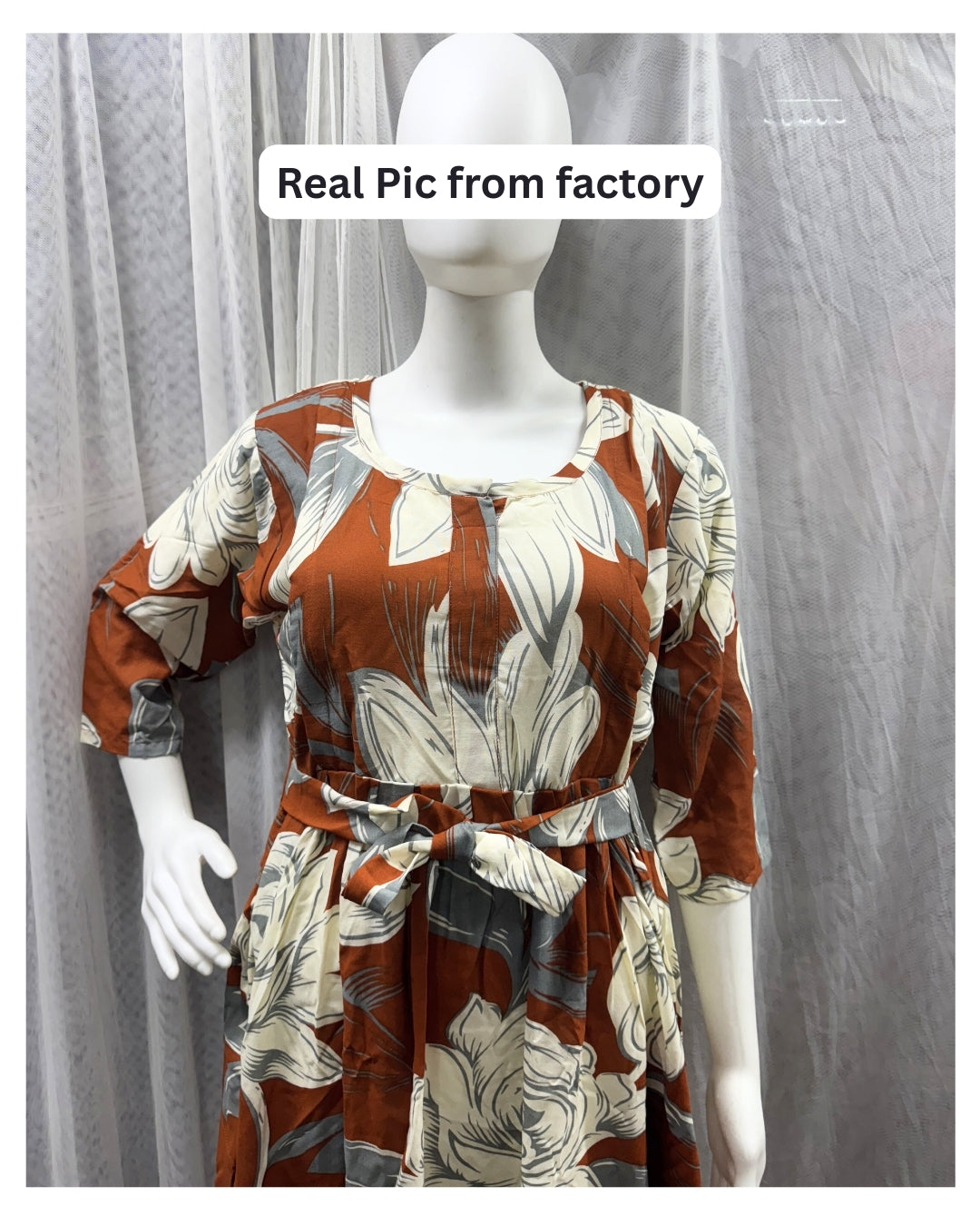 Dessert Cream Rose - Maternity Kurti with Feeding Zips - Soft Rayon
