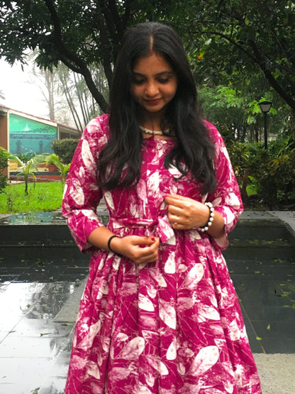 Purple FLower - Maternity Kurti with Feeding Zips - Soft Rayon