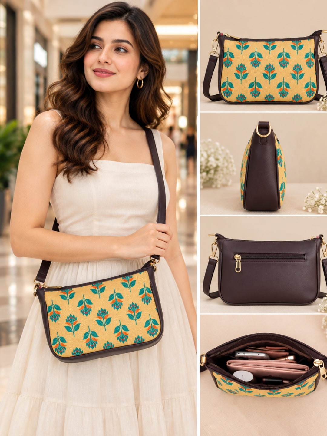 AMARA - Yellow Green Flower - Shoulder Bag & Sling