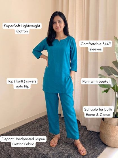 Plain Firozi - Cord Set - Soft Rayon