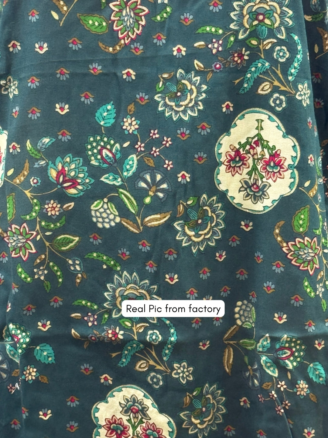 Peacock Blue Print - Cord Set with White Pant - Soft Rayon