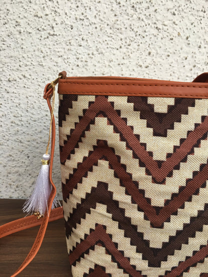 Minsk - 3 zip- Big size - Sling Bag - Brown Wave