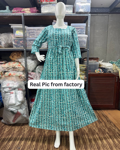 Firozi Keri - Maternity Kurti with Feeding Zips - Cotton Flex - Thicker Fabric