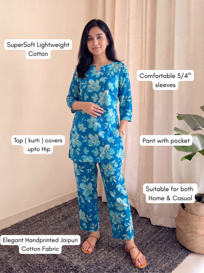 Jasmine White Flower - Firozi - Cord Set - Pure Cotton
