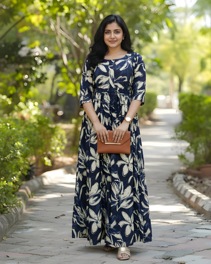 Jasmine Blue - Maternity Kurti with Feeding Zips - Soft Rayon