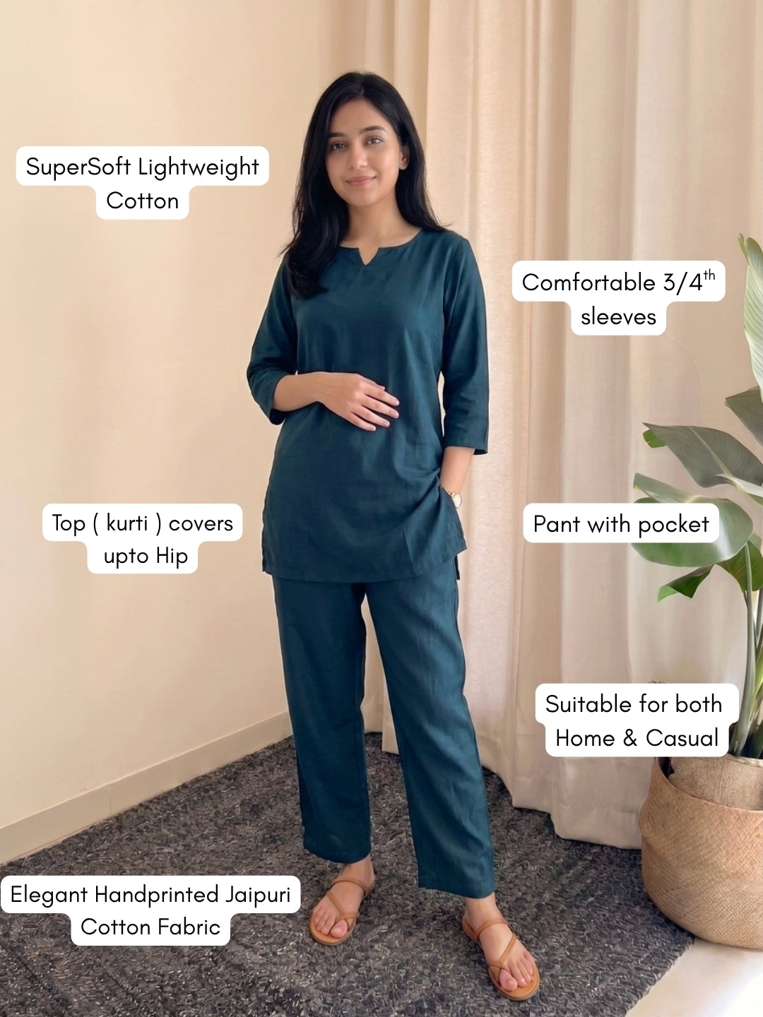 Plain Persian Blue - Cord Set - Soft Rayon