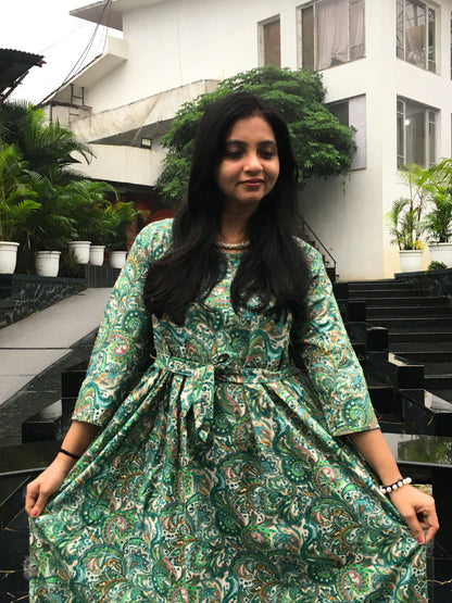 Keri - Sea Green - Maternity Kurti with Feeding Zips - Cotton Flex - Thicker Fabric