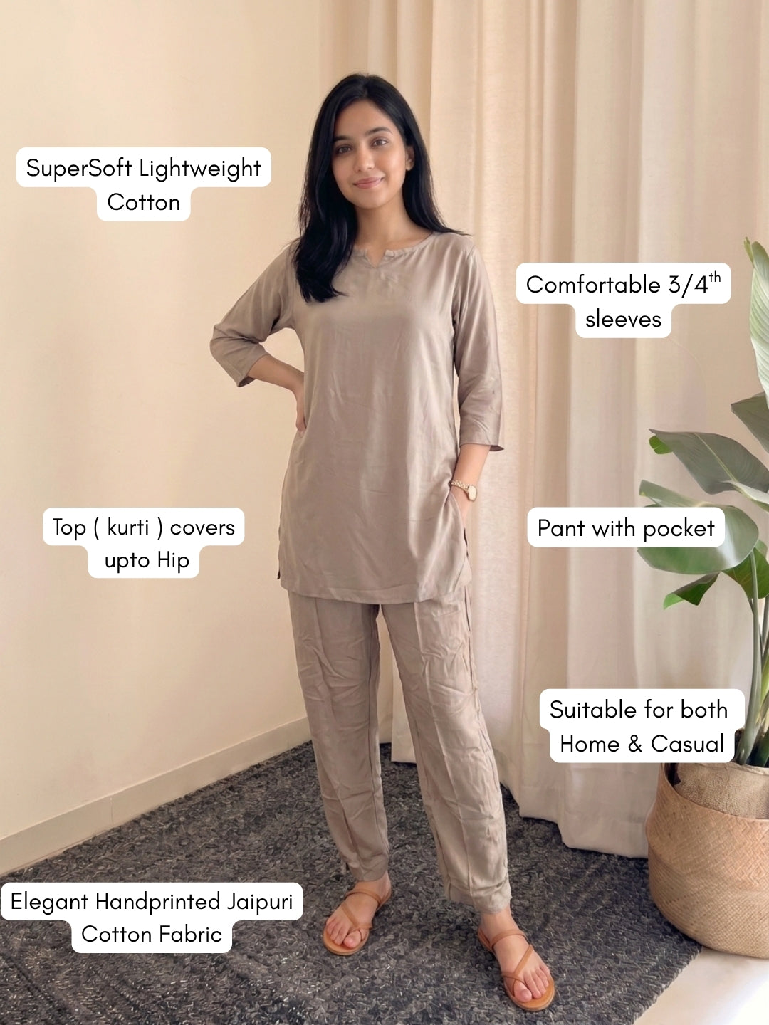 Plain Grey - Cord Set - Soft Rayon