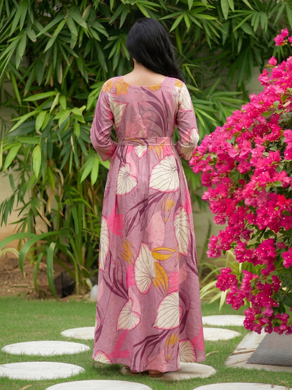 Lotus Pink - Maternity Kurti with Feeding Zips - Cotton Flex - Thicker Fabric