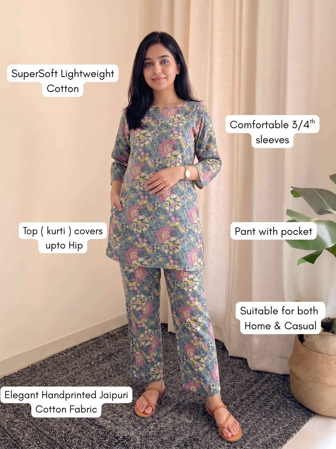 Sky Blue Pink - Cord Set - Pure Cotton