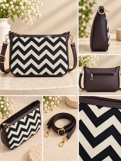 AMARA - Black Cream Wave - Shoulder Bag Cum Sling