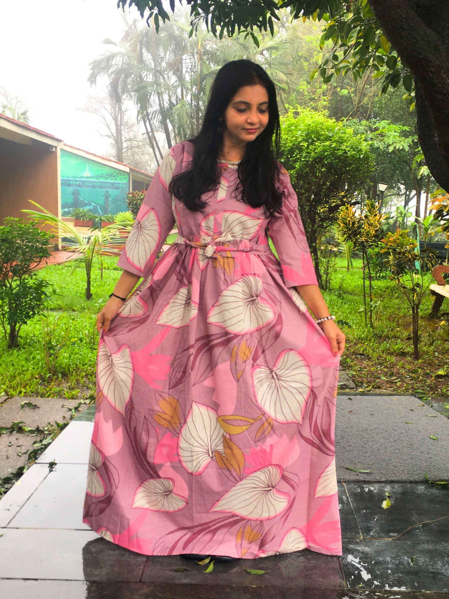 Lotus Pink - Maternity Kurti with Feeding Zips - Cotton Flex - Thicker Fabric