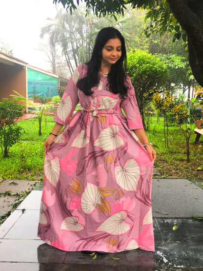 Lotus Pink - Maternity Kurti with Feeding Zips - Cotton Flex - Thicker Fabric