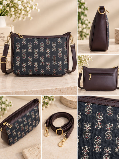 AMARA - Black Ajrakh - Shoulder Bag Cum Sling