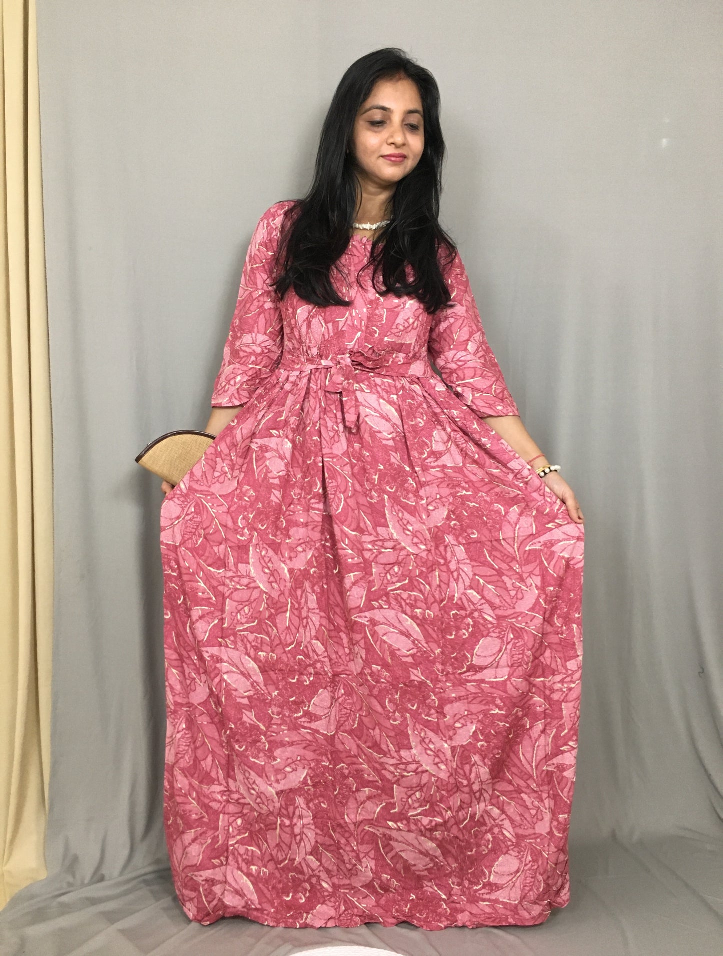 Multi Flower Baby Pink - Maternity Kurti with Feeding Zips - Soft Rayon