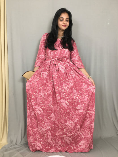 Multi Flower Baby Pink - Maternity Kurti with Feeding Zips - Soft Rayon