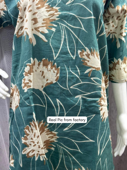 Turquoise Cream with White Pant - Cord Set  - Pure Cotton
