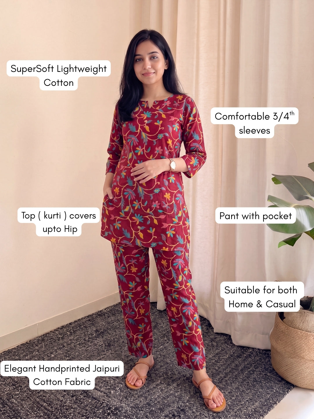Daisy Red - Cord Set - Pure Cotton