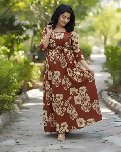 Swiss Cheese - Maroon - Maternity Kurti with Feeding Zips - Cotton Flex - Thicker Fabric